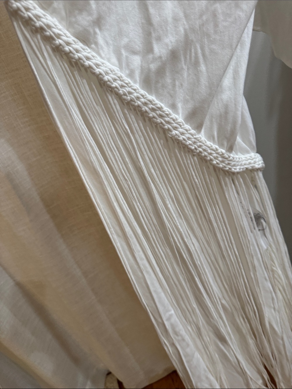 Faithfull the brand White Fringe Maxi Dress with Batwing Sleeves - Picture 4 of 5